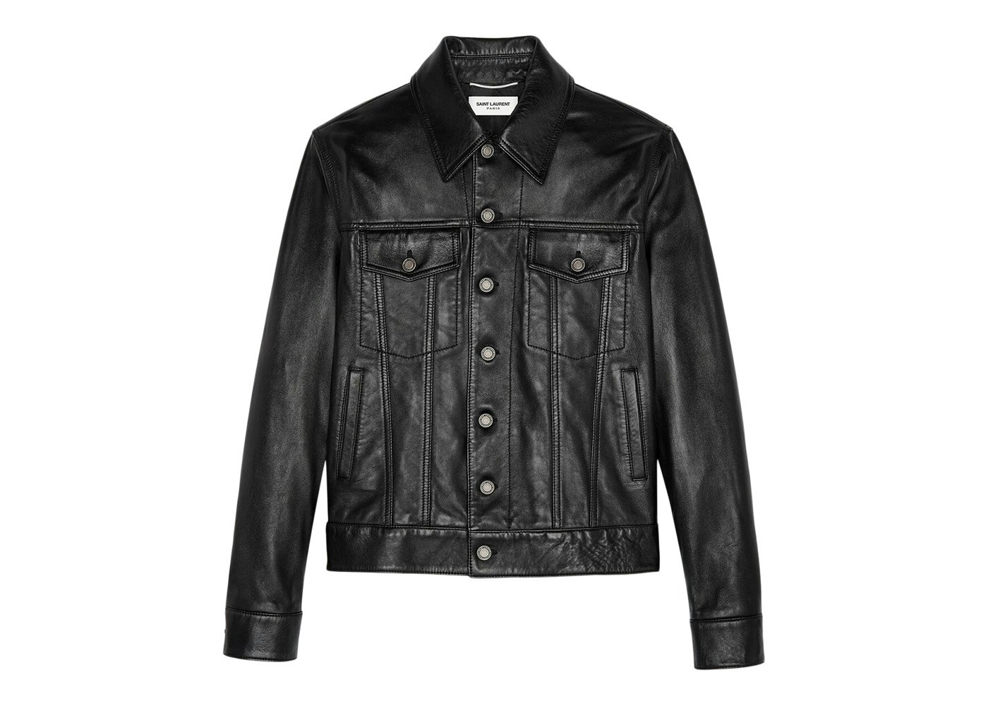 Saint Laurent Denim Style Lambskin Leather Jacket Black